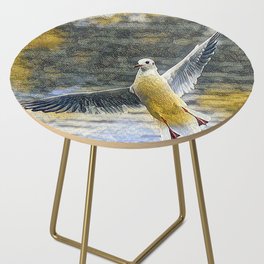 A seagull with open wings - artistic illustration design Side Table