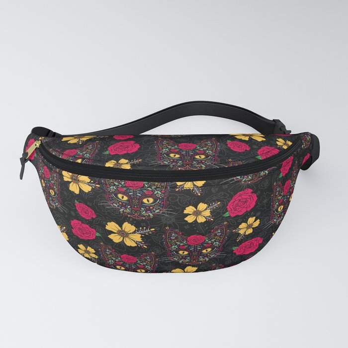 Day of the Dead Kitty Cat Sugar Skull Fanny Pack