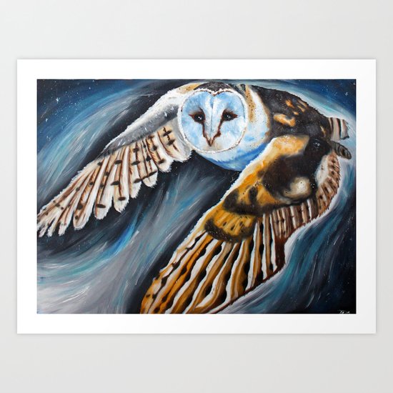 Night Owl in flight Art Print