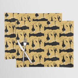 Two ballerina figures in black on orange paper Placemat
