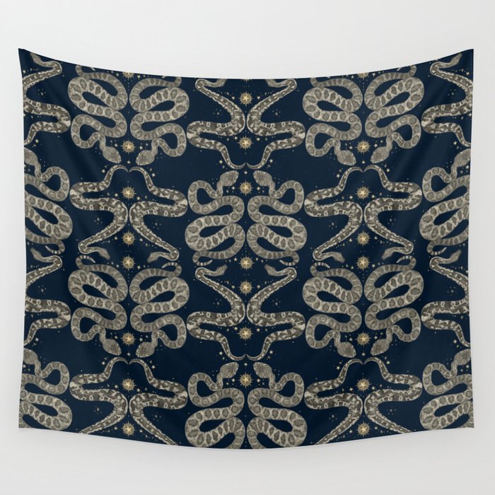 celestial snakes indigo Wall Tapestry