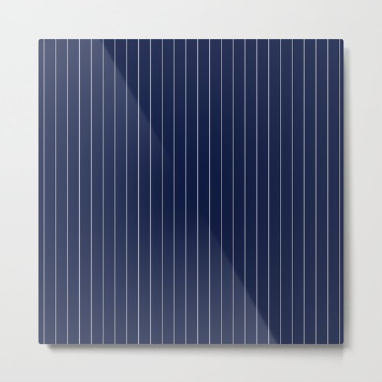 Blue Indigo Navy Pinstripes Line Metal Print