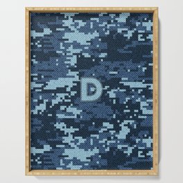 Personalized D Letter on Blue Military Camouflage Air Force Design, Veterans Day Gift / Valentine Gift / Military Anniversary Gift / Army Birthday Gift iPhone Case Serving Tray