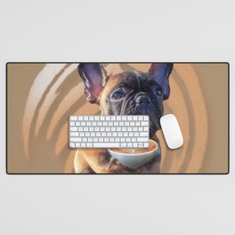 French Bulldog Dog Dogs Drinking Coffee, Funny Cute Desk Mat