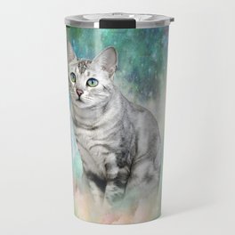 Purrsia Kitty Cat in the Emerald Nebula of Innocence Travel Mug