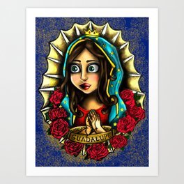 Lady Of Guadalupe (Virgen de Guadalupe) BLUE VERSION Art Print