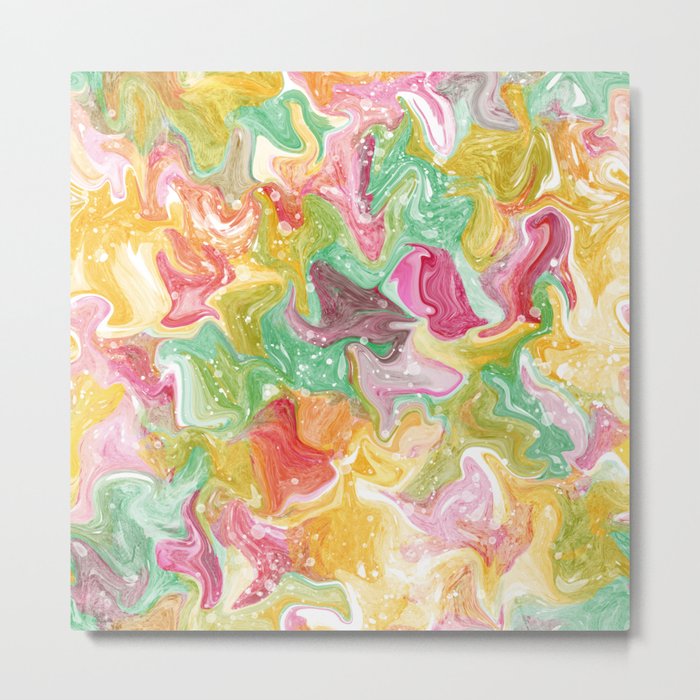 Bright pastel abstract art, sunny watercolor bloom Metal Print