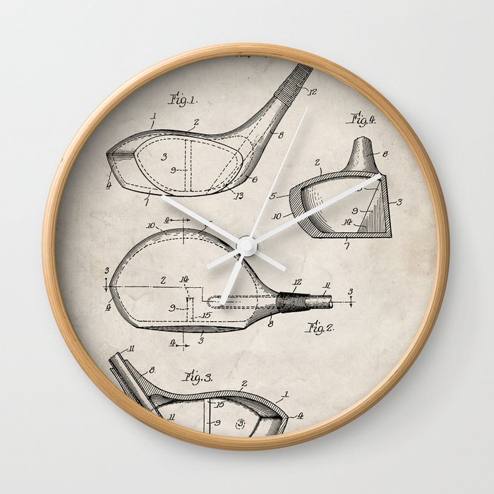 Golf Driver Patent Golf Art Antique Wall Clock By Patentpress Golf Driver Patent Golf Art Antique Wall Clock By Patentpress