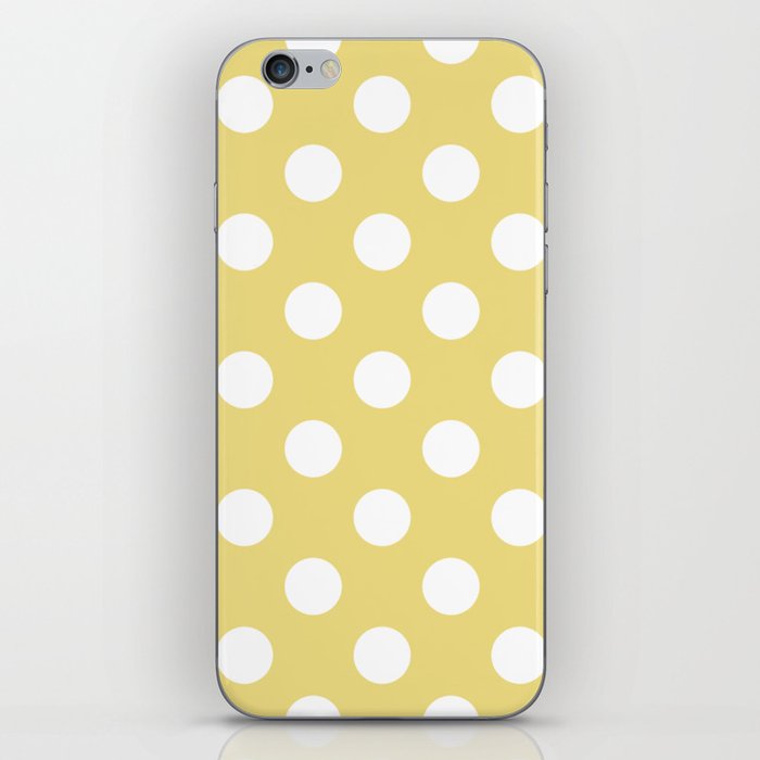 Flax - beige - White Polka Dots - Pois Pattern iPhone Skin