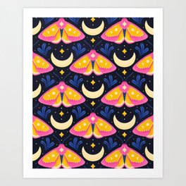 Pink Star Moth Art Print