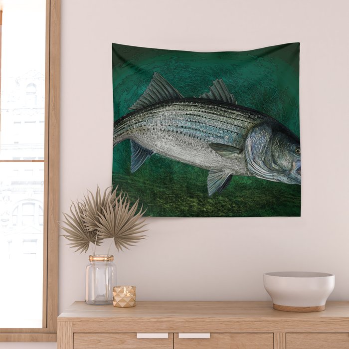 Striped Bass Fishing Art Prints Wall Tapestry