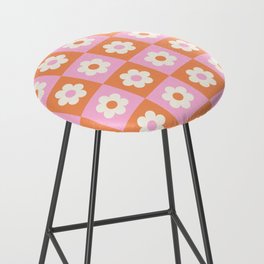 Checkered Daisy in Orange and Pink Bar Stool