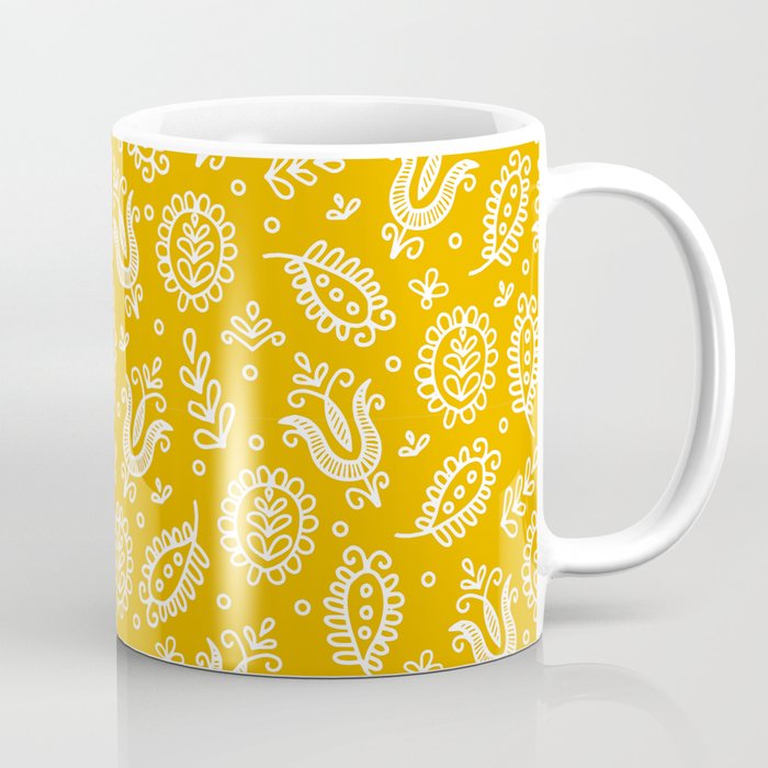 Floral Pattern Tulips and Leaves Coffee Mug