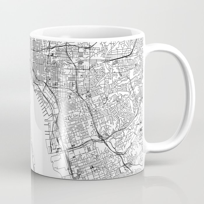 San Diego White Map Coffee Mug