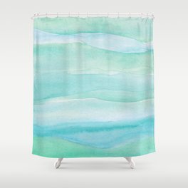 Ocean Layers - Blue Green Watercolor Shower Curtain