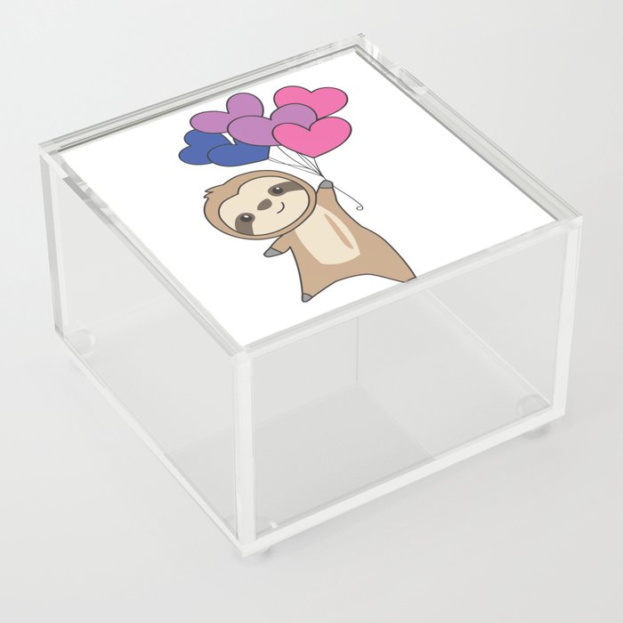 Bi Flag Gay Pride Lgbtq Hearts Sloth Acrylic Box