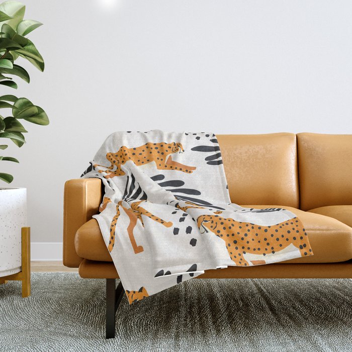 Cheetahs pattern on white Throw Blanket