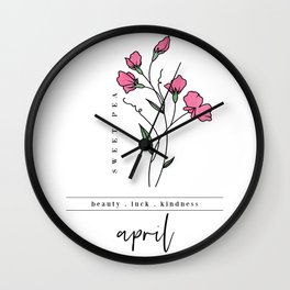 April Birth Flower | Sweet Pea Wall Clock