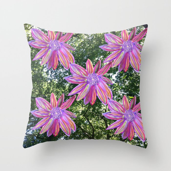 Flowers in Trees Throw Pillow