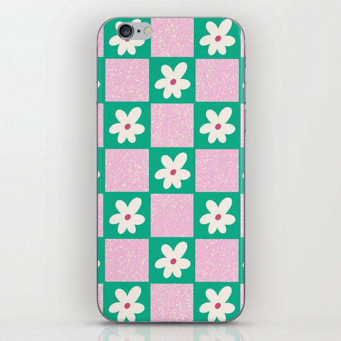 Sprinkle Spring of Daisies - Pink and Bright Green iPhone Skin