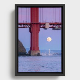 Two Bridges and the Moon Framed Canvas