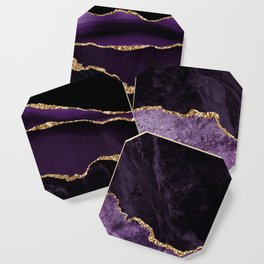 Purple & Gold Agate Texture 02 Coaster