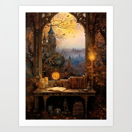 Enchanted Autumn Window Art Print