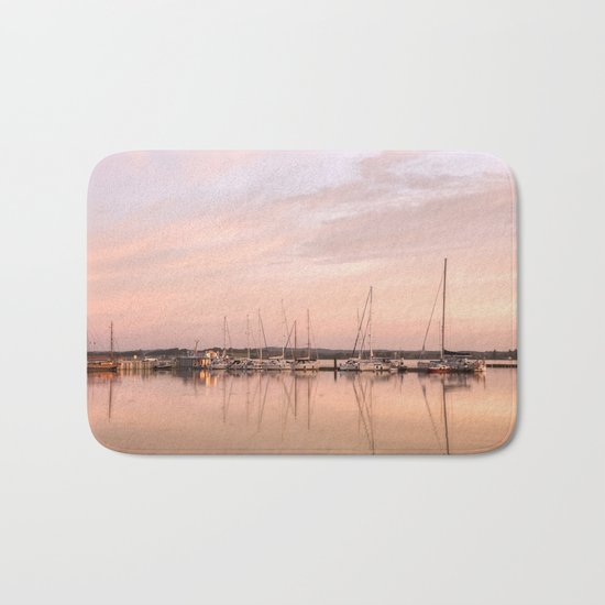 Pink sundown at the sea Bath Mat