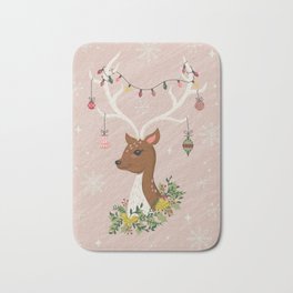 Christmas Deer in Blush Pink Bath Mat | Deer, Pink Christmas, Holiday, Wintry, Graphicdesign, Pink, Christmas Deer, Snowy, Winter, Xmas 