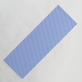 [ Thumbnail: Mint Cream & Royal Blue Colored Lines/Stripes Pattern Yoga Mat ]