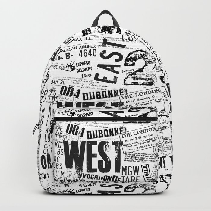 East West Grunge Distressed black white #urban typography Backpack