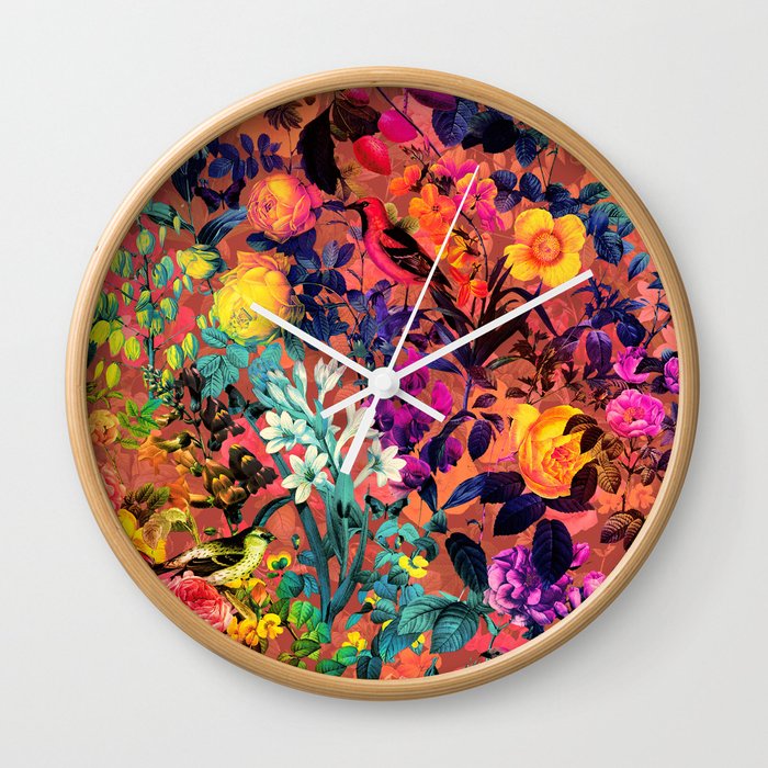 Floral and Birds II Wall Clock