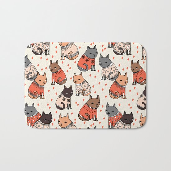 Sweater Cats - by Andrea Lauren Bath Mat