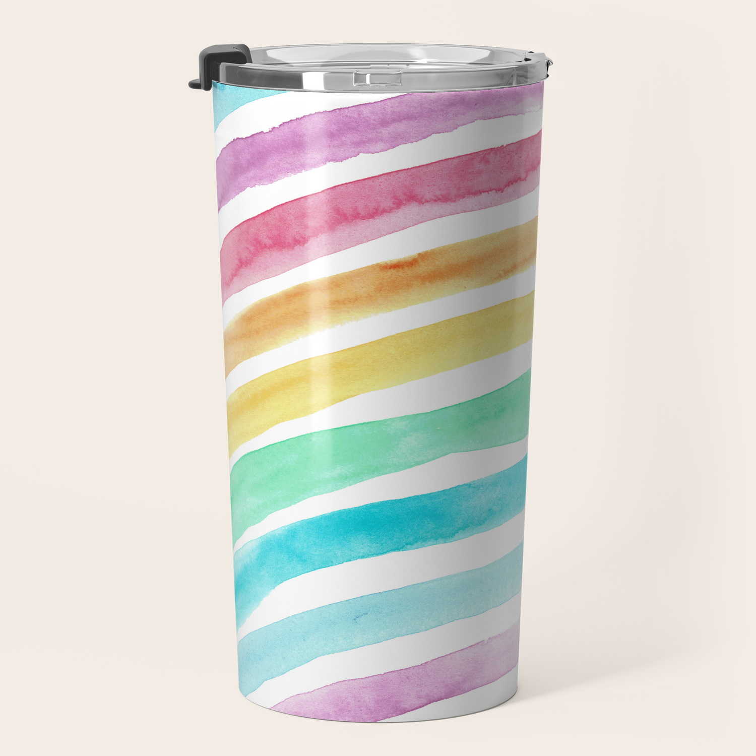 Pastel Watercolour Rainbow Art Travel Mug By Suzzincolour Society6