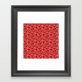 Christmas Pattern Red White Drawing Elements Framed Art Print