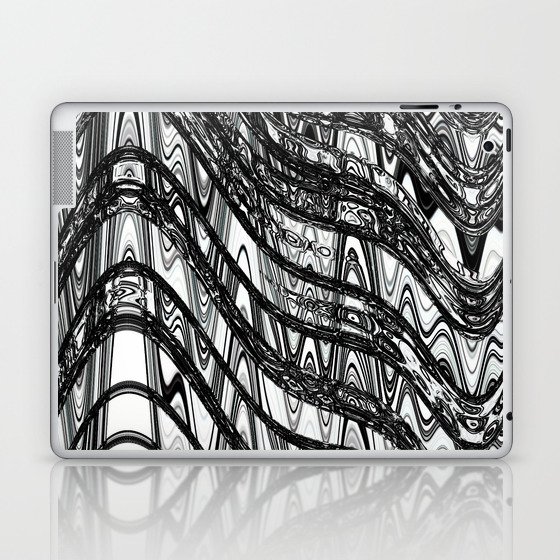 Wavy Black And White Line Art  Laptop & iPad Skin