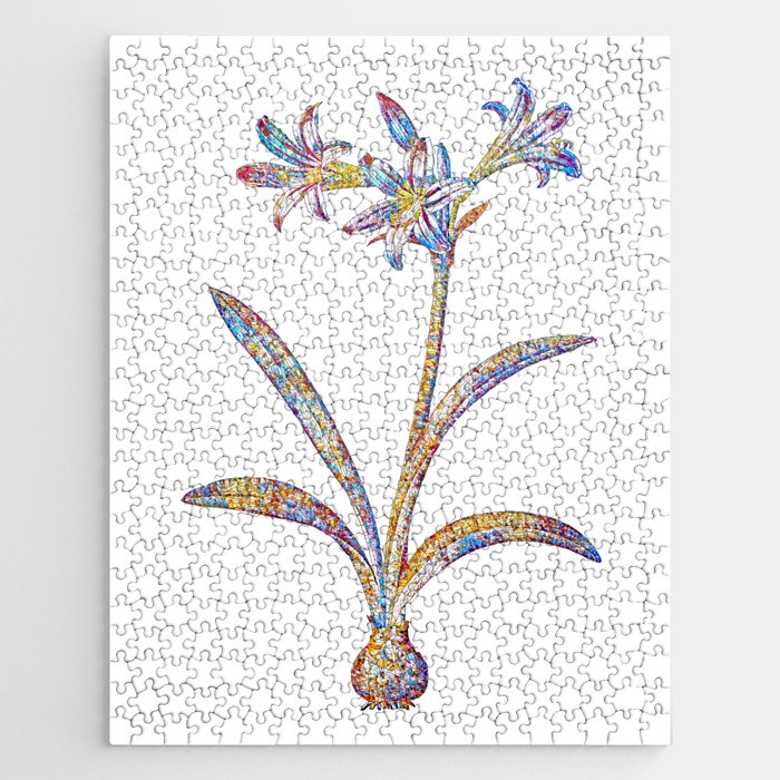 Floral Amaryllis Mosaic on White Jigsaw Puzzle
