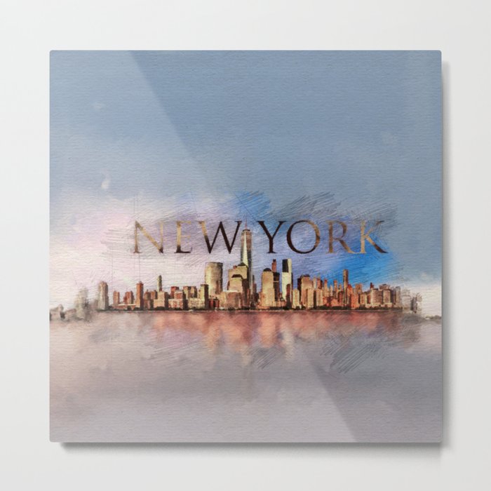New York City Skyline - mixed media Metal Print