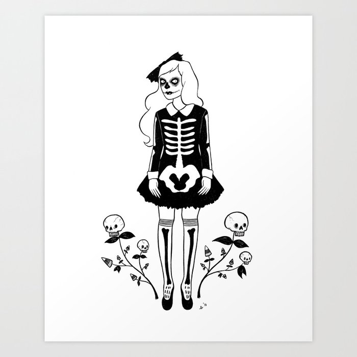 skeleton girl Art Print