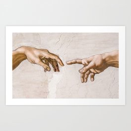 Hands of God the Father and Adam, Sistine Chapel Ceiling by Michelangelo Art Print