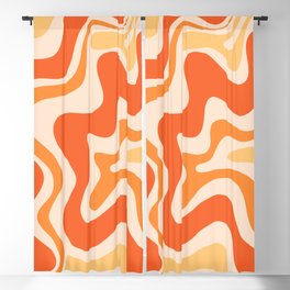 Tangerine Liquid Swirl Retro Abstract Pattern Blackout Curtain