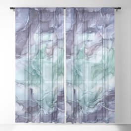 Growth- Abstract Botanical Fluid Art Painting Sheer Curtain
