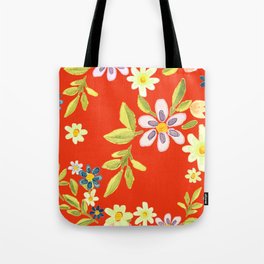 Red Japanese Floral  Tote Bag