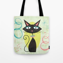 Mid-Century Modern Atomic Black Cat Tote Bag