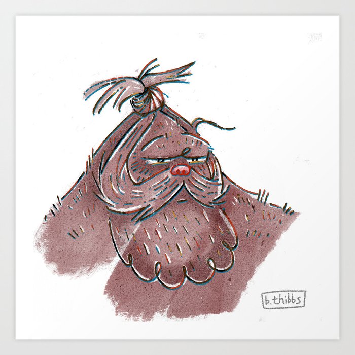 Top Knot Bigfoot Art Print