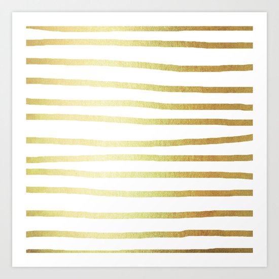 Simply Drawn Stripes 24k Gold Art Print