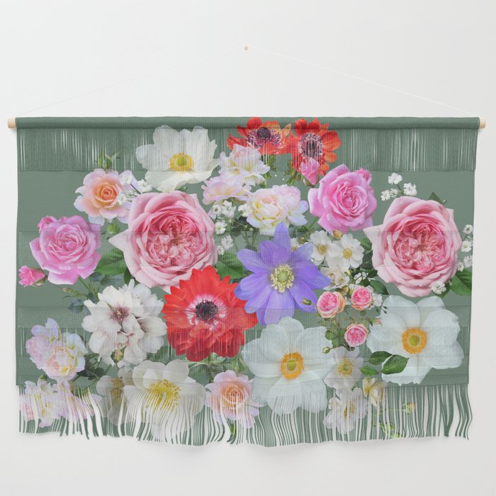 Bouquet of garden flowers - roses, peonies, blooming flowers Wall Hanging