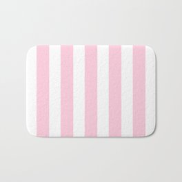 Pink & White Vertical Stripes Bath Mat