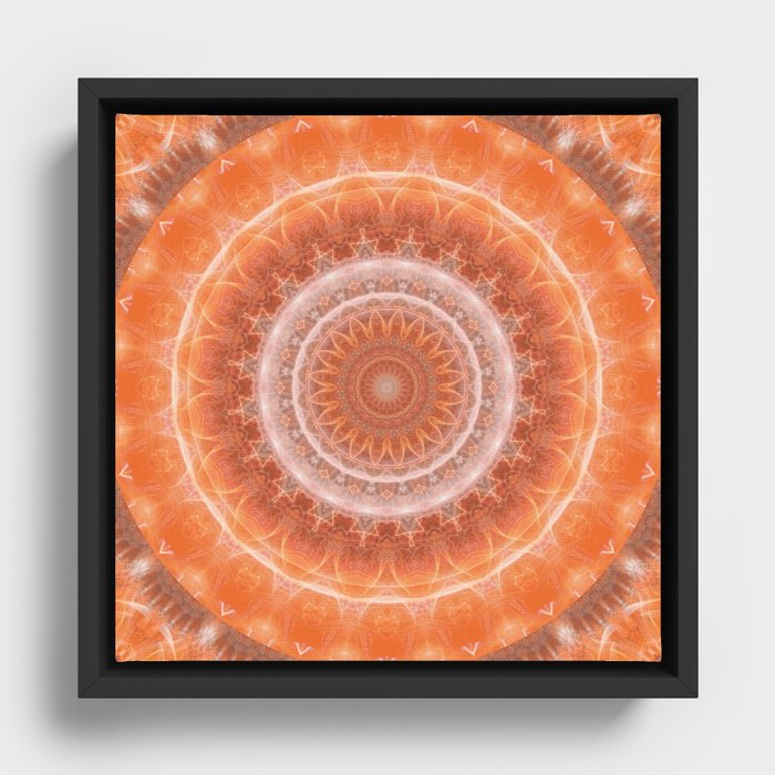 Mandala a touch of orange Framed Canvas