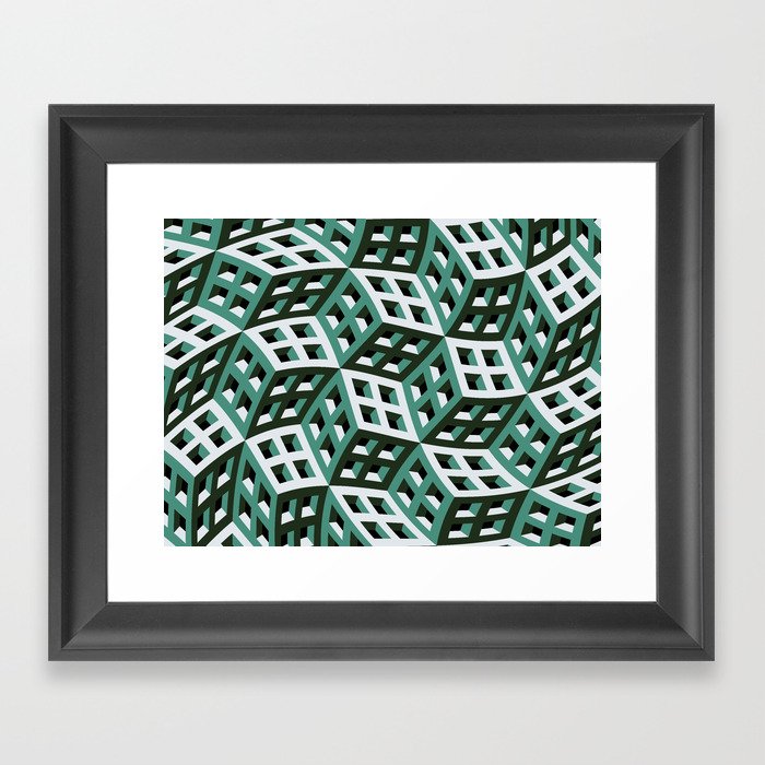 Abstract twisted cubes Framed Art Print